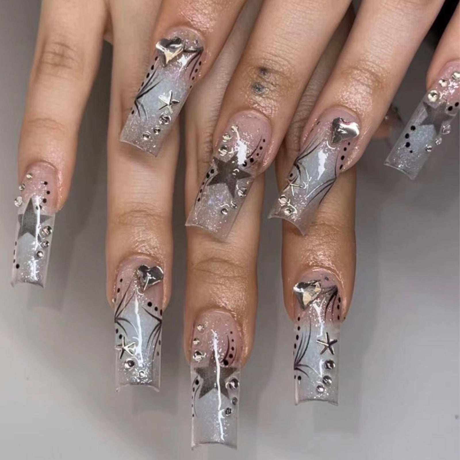 Women’s Fashion Rhinestone Press-On Nails – Patch Nail Set